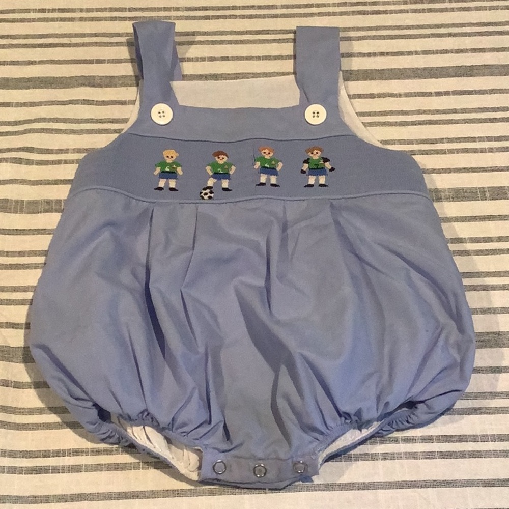 Blue Soccer Romper